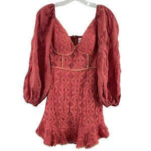 NWT~Angel Biba~ Rose Lacy Puff Sleeve Fit & Flare Dress~Small